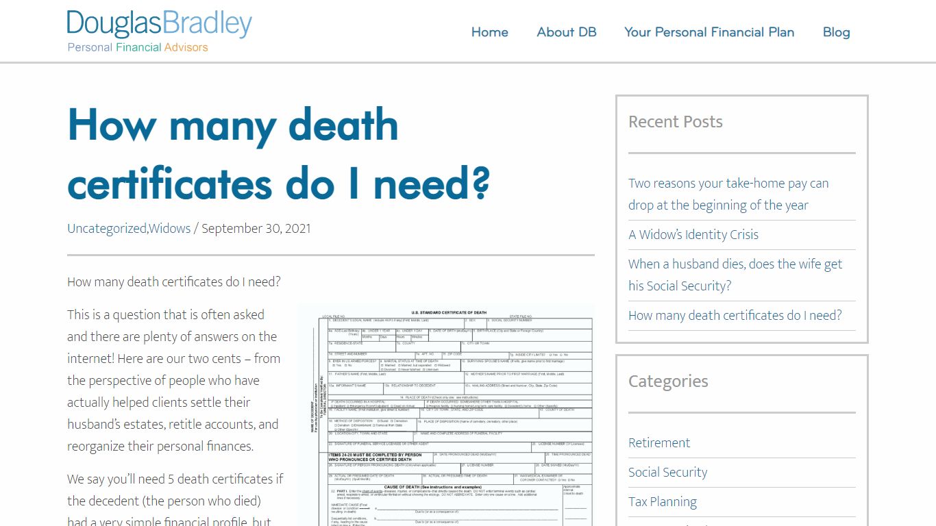 How many death certificates do I need? - DouglasBradley
